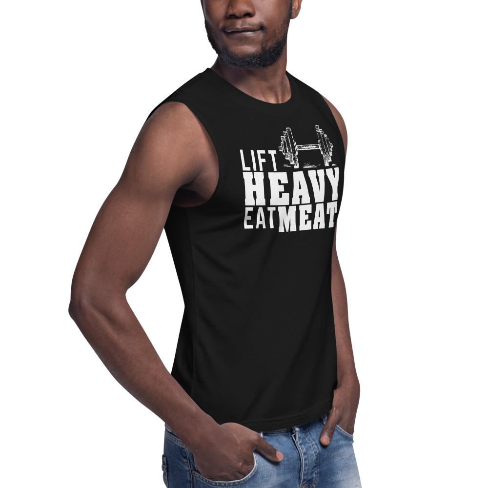 Lift Heavy Eat Meat Black Muscle Tee