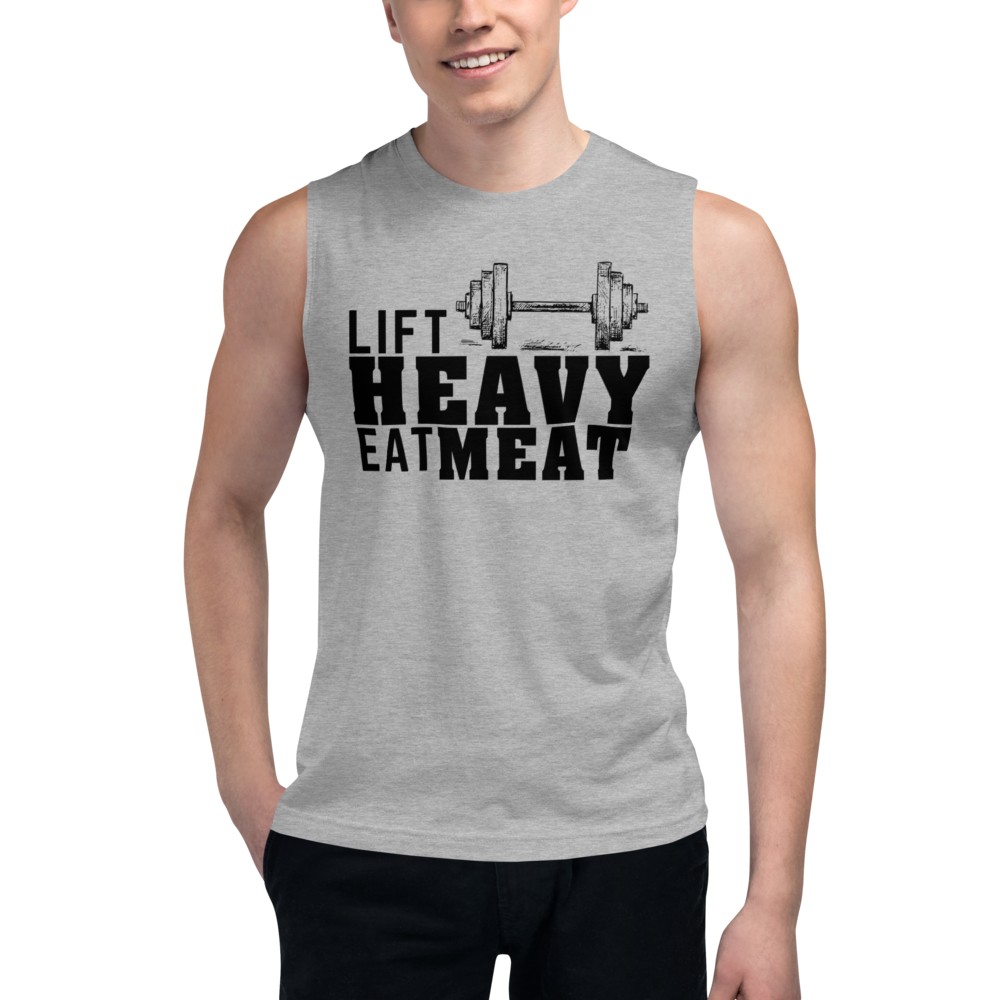 Lift Heavy Eat Meat Heather Muscle Tee