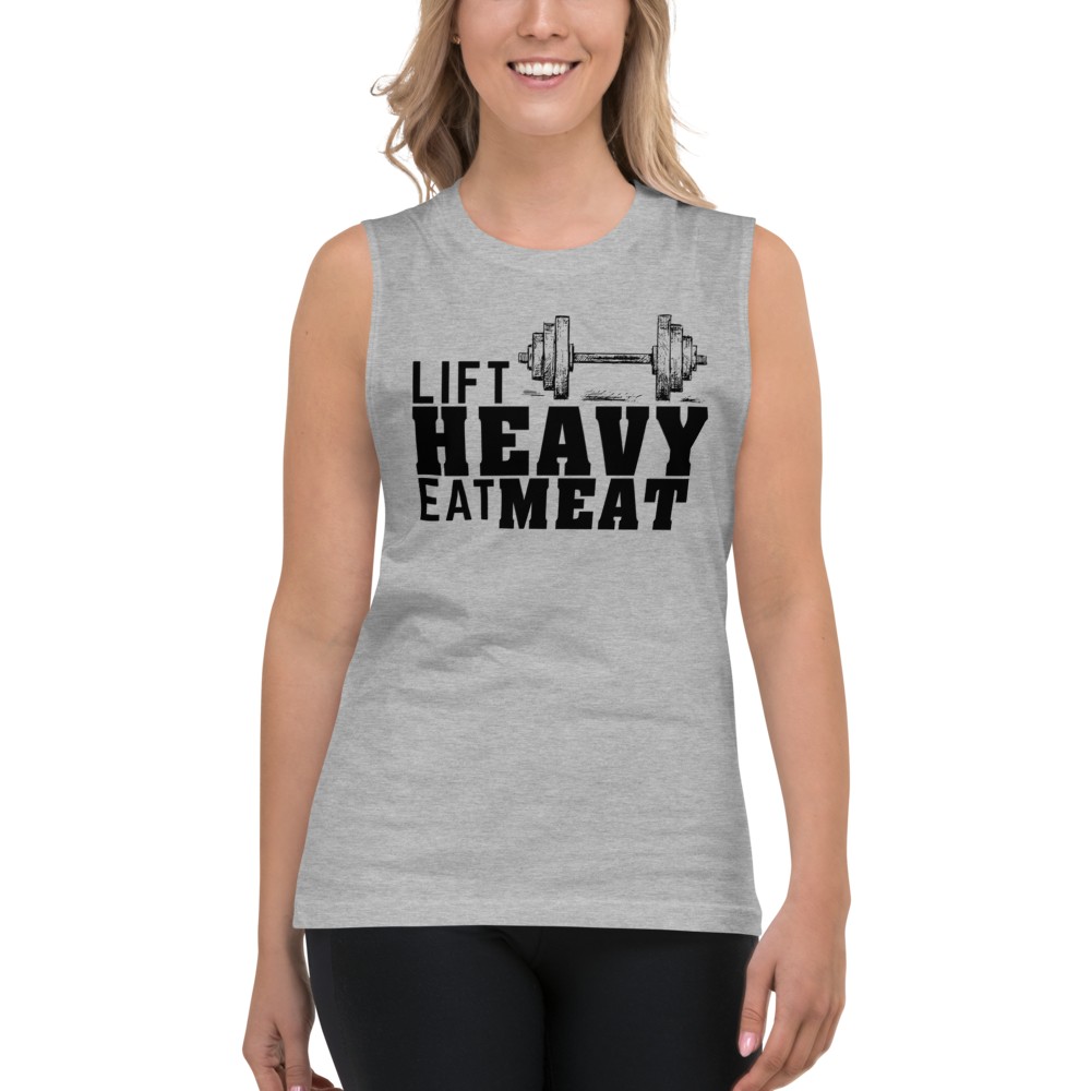 Lift Heavy Eat Meat Heather Muscle Tee