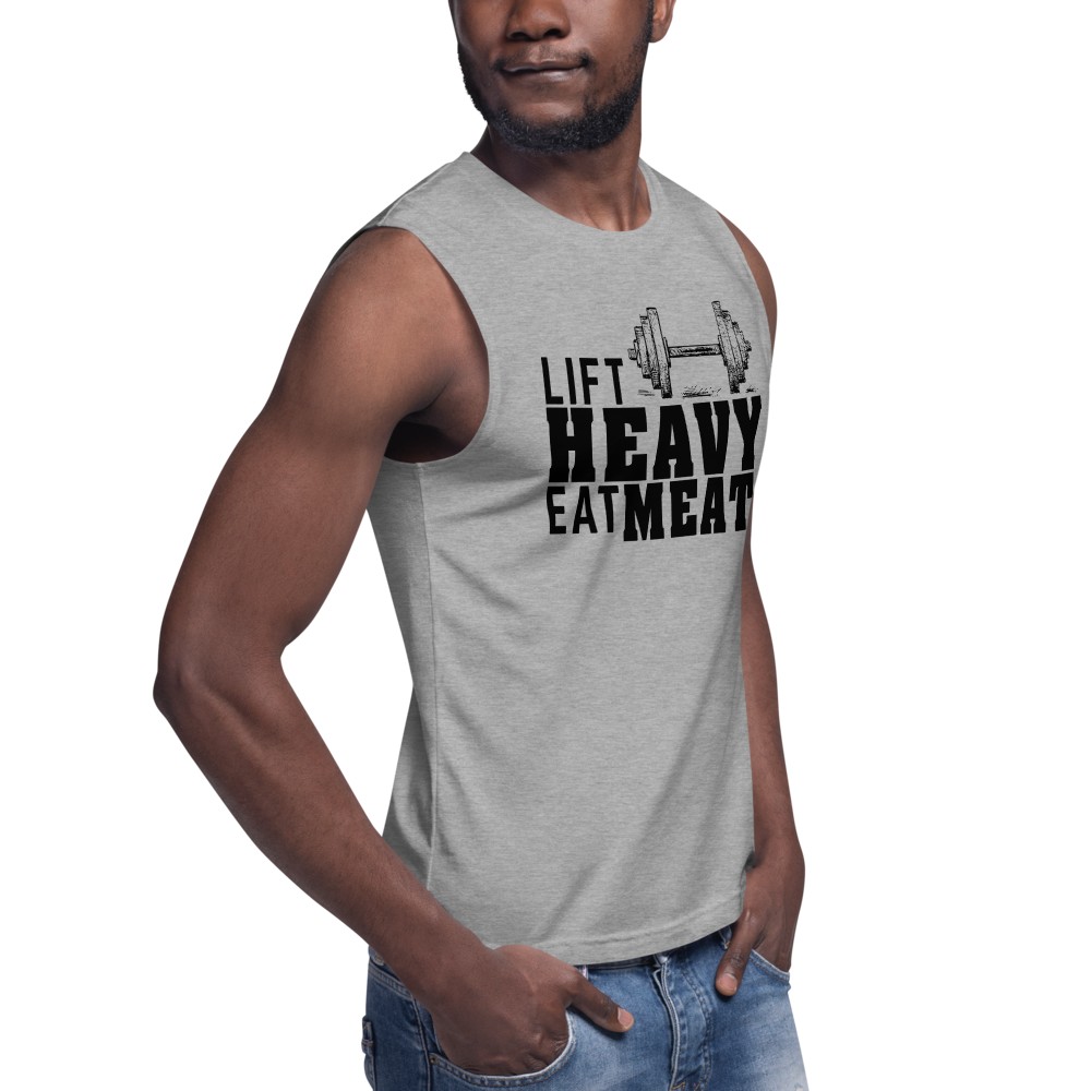 Lift Heavy Eat Meat Heather Muscle Tee