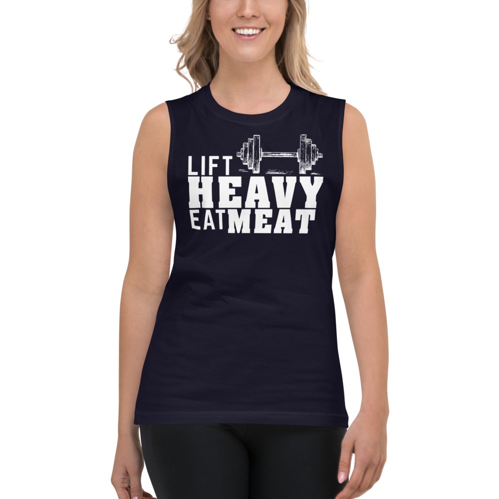 Lift Heavy Eat Meat Navy Muscle Tee