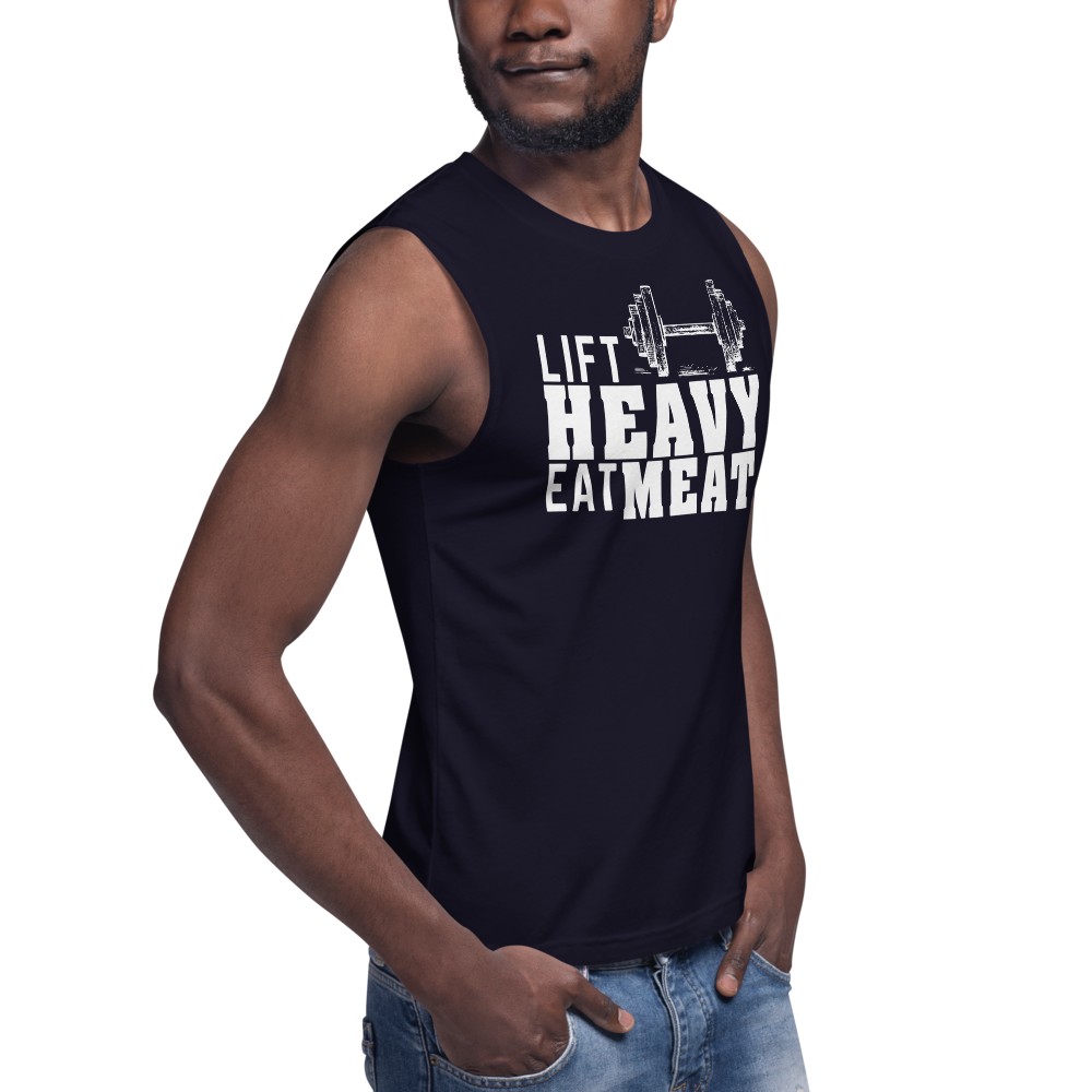 Lift Heavy Eat Meat Navy Muscle Tee