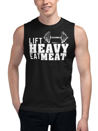 Lift Heavy Eat Meat Black Muscle Tee
