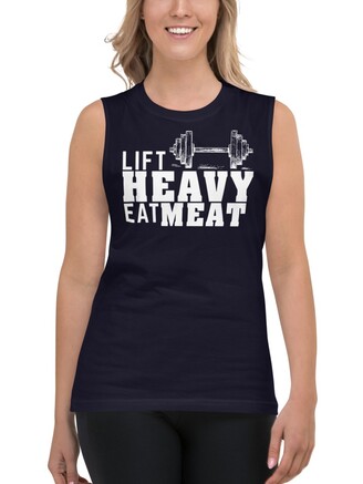 Lift Heavy Eat Meat Navy Muscle Tee