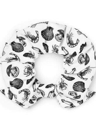 Seafood Medley White Scrunchie